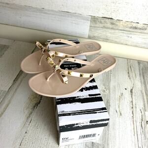 Dolce Vita Women's 8 Sunkissed Blush slip on jelly sandal new gold studded bow